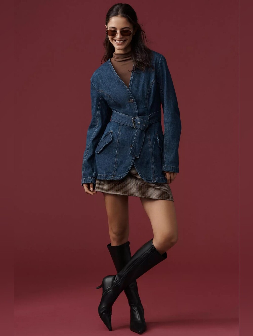 Anthropologie Belted Denim Jacket EUC